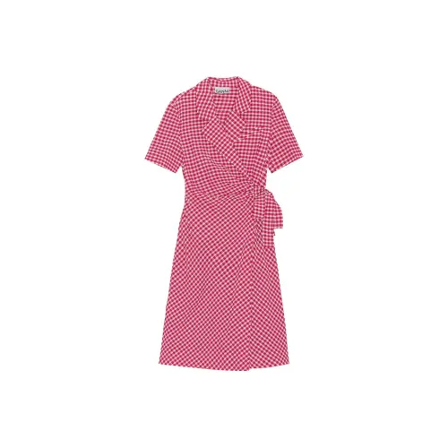 GANNI Short Sleeved Dresses Women's Red