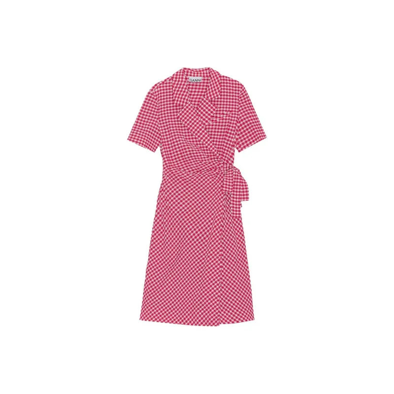 GANNI Short Sleeved Dresses Women's Red-0