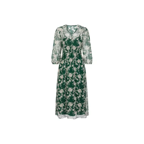 JZ. ANNAKRO Long-Sleeved Dresses Women's Floral Emerald Green