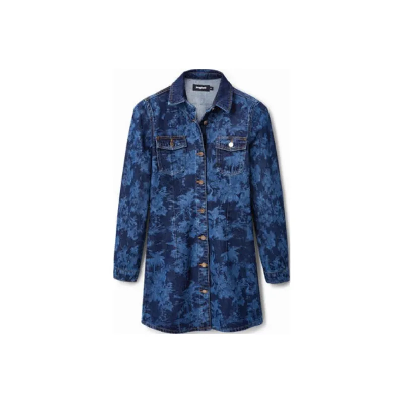 Desigual Long Sleeved Dress Women's Blue-0