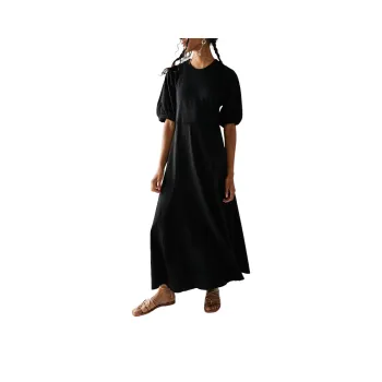 FREE PEOPLE Brentwood Maxi Short-Sleeved Dresses Women's BLACK/Black