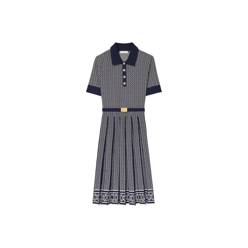TORY BURCH Short Sleeved Dress Women's Blue-0