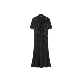 VERSACE Tie-Detailed Short-Sleeved Dress