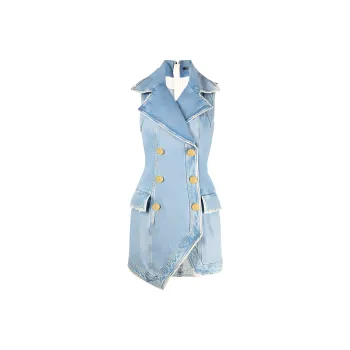 BALMAIN Sleeveless Dresses Women's Blue