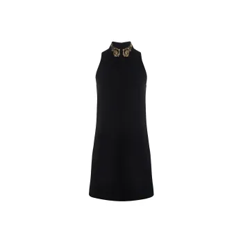 MOSCHINO Embellished High-Neck Straight Hem Dress