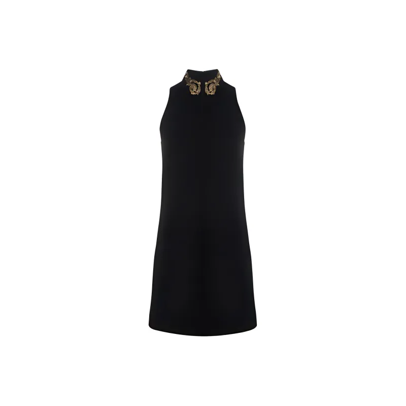 MOSCHINO Embellished High Neck Straight Hem Dress-0