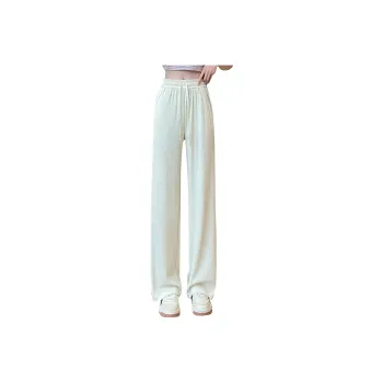 JEANSWEST Fashion Versatile Thin Micro Stretch Comfortable High Waist Wide Leg Draped Ice Silk Summer Women's