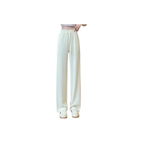 JEANSWEST Fashion Versatile Thin Micro Stretch Comfortable High Waist Wide Leg Draped Ice Silk Summer Women's