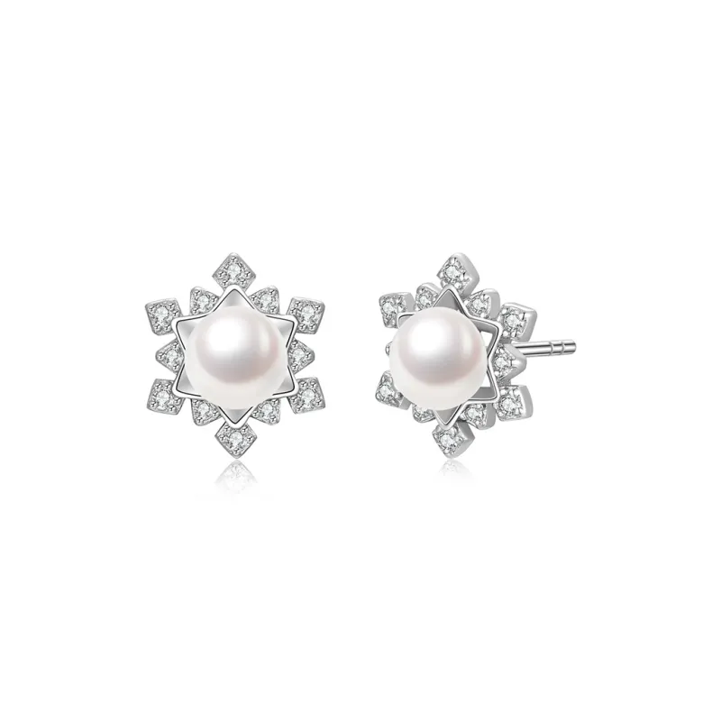 JINLIUFUJIXIANG Pearl Stud Earrings Women's-0