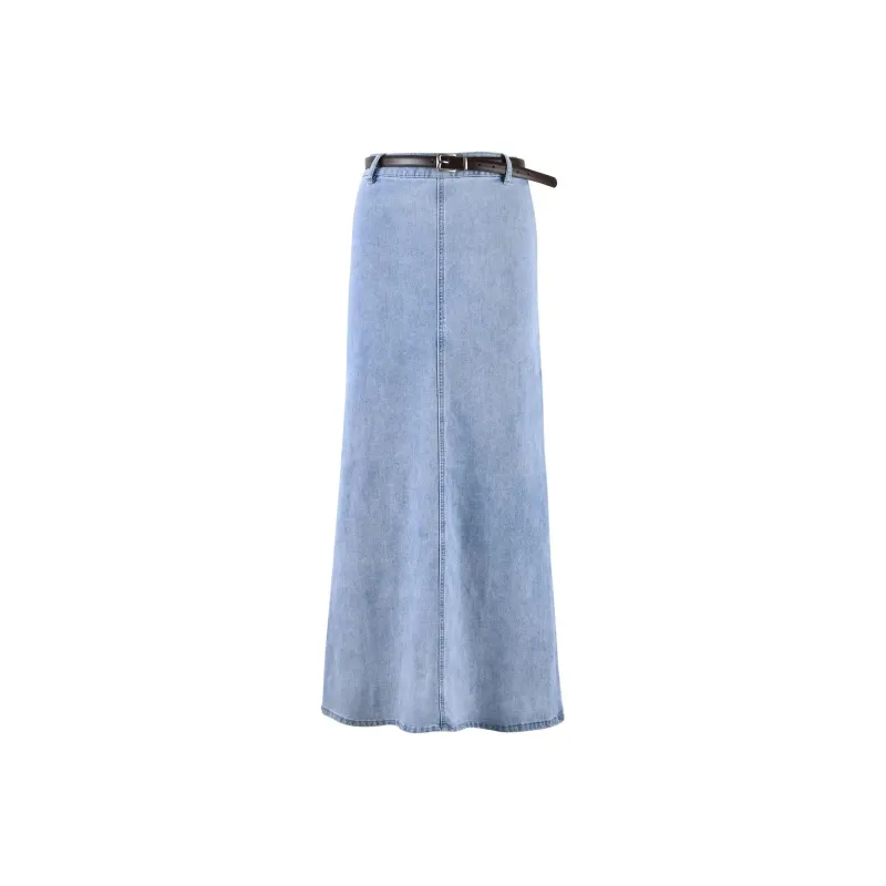 Tiger Mist SS24 FLETCHER SKIRT Denim Long Skirts Women's Light Blue-0