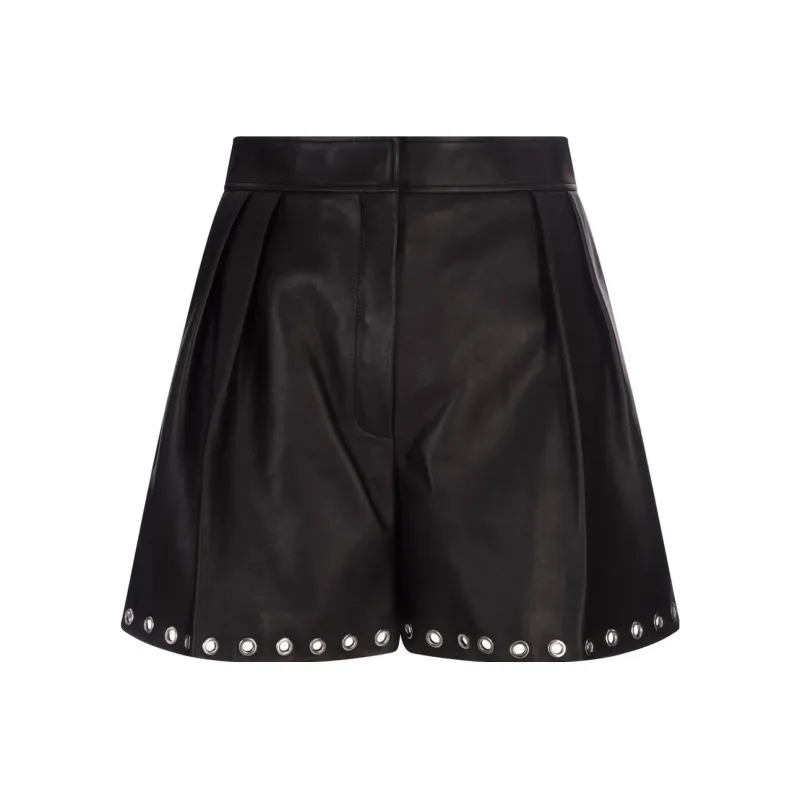 Alexander McQueen Eyelet Embellished Pleated Shorts-0
