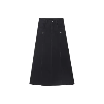 HIPPIEMISS Denim Long Skirts Women's Black