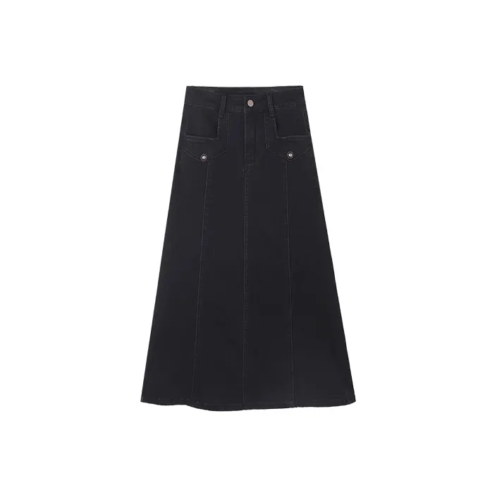 HIPPIEMISS Denim Long Skirt Women's Black-0