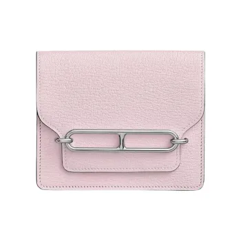 HERMES Roulis Mysore Sheepskin Wallet Women's 5T Rose