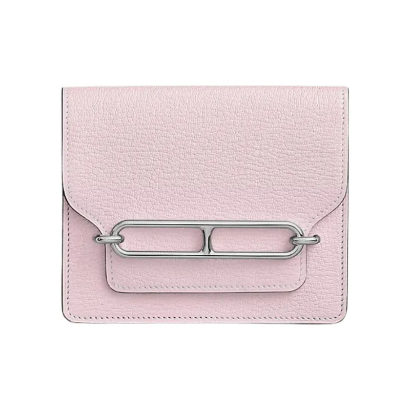 HERMES Roulis Mysore Sheepskin Wallet Women's 5T Rose-0