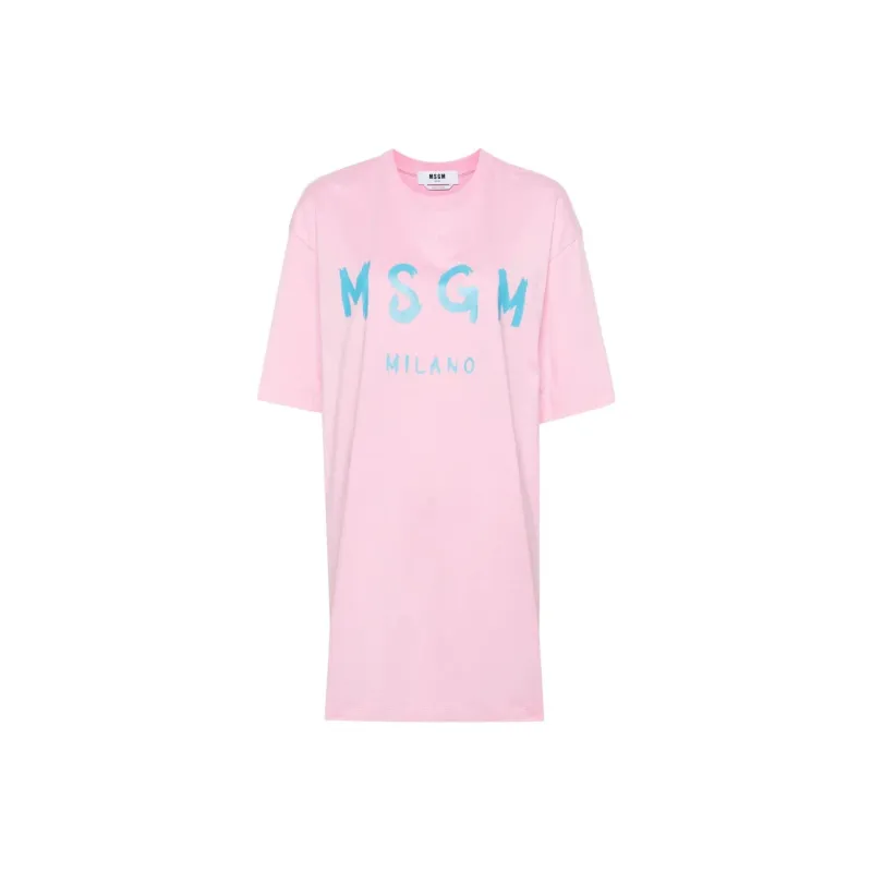 MSGM Short Sleeved Dress Women's Light Pink-0