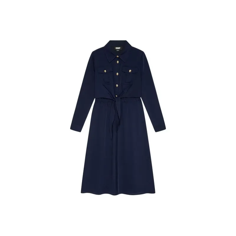 DKNY Long Sleeved Dress Women's Navy Blue-0