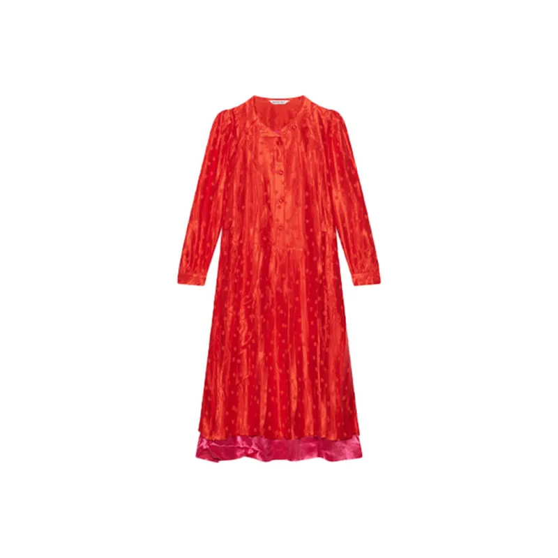 Balenciaga Long-Sleeved Dresses Women's Rose Red-0