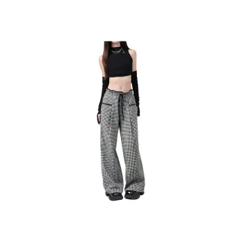 Kazakhstan Casual Pants Women's Black White Plaid
