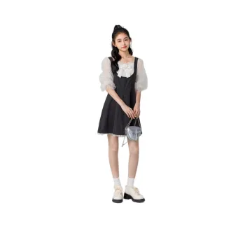 ZIHAN Short Sleeved Dress Women's Denim Black