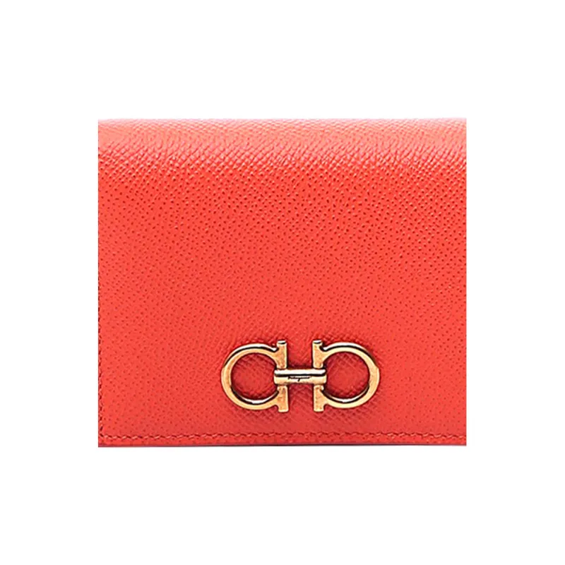 FERRAGAMO Cow Leather Wallet Women's Orange-4