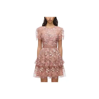 Self portrait FW21 Short Sleeved Dresses Women's Red Pink Floral