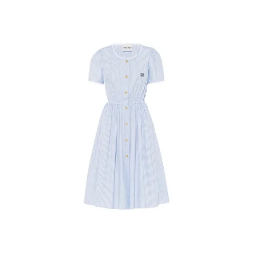 MIU MIU SS22 Short-Sleeved Raffiaes Women's Light Cyan