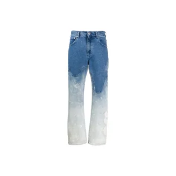 OFF WHITE Shaped Baggy Denim Jeans Bleached Blue