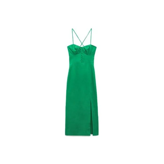 ZARA Sleeveless Dresses Women's Green-0