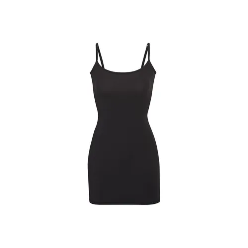 SKIMS FITS EVERYBODY SLIP DRESS Women's White Agate Black/ONYX