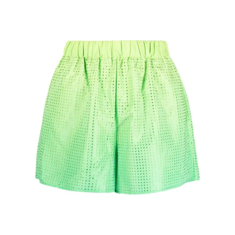 Self-portrait Rhinestone-embellished Elasticated-waist Shorts-0