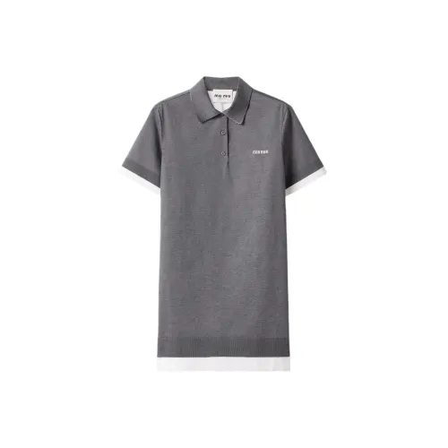 MIU MIU Logo Embroidered Short Sleeved Polo Dress