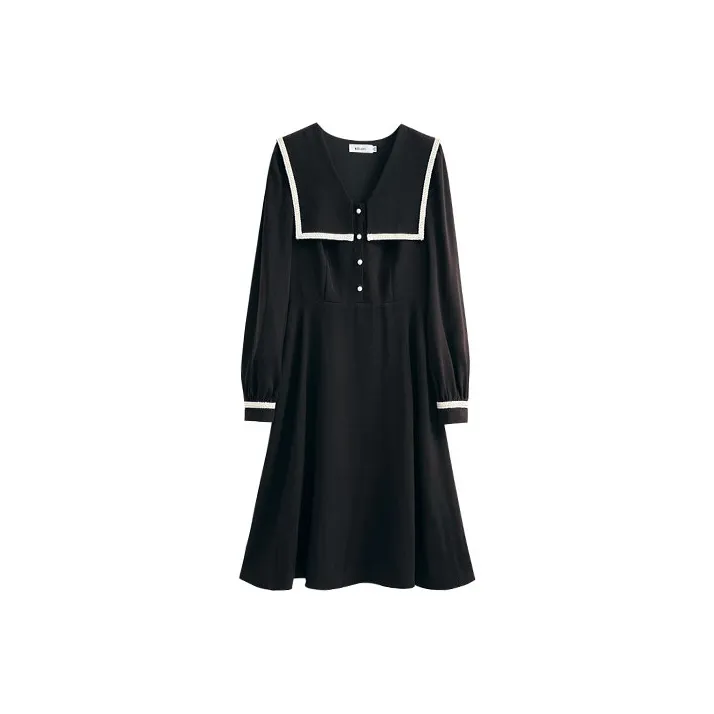 Olrain SS22 Long Sleeved Dresses Women's Black-0