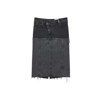 Alexander McQueen Two Toned Raw Edge Denim Skirt
