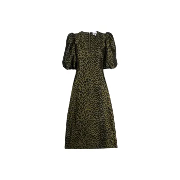 GANNI Short-Sleeved Dresses Women's Green