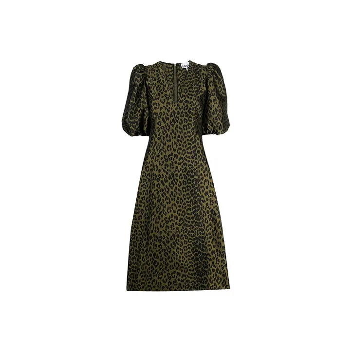 GANNI Short-Sleeved Dresses Women's Green-0