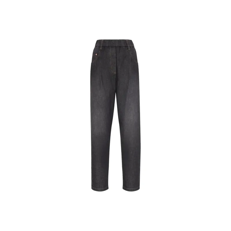 Brunello Cucinelli Elastic Waist Tapered Jeans-0