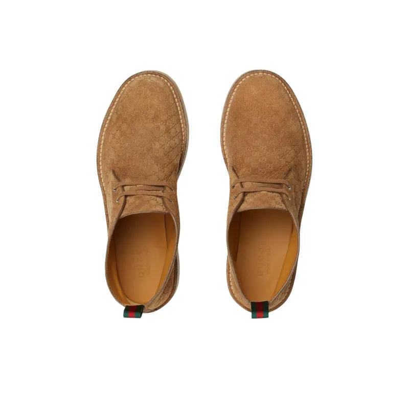 GUCCI Web Ankle Boots Men's Brown-3