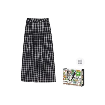 Dippanis Casual Pants Women's Black Plaid