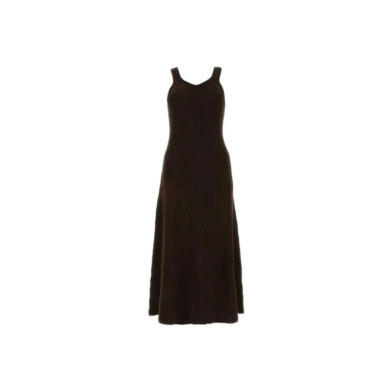 JIL SANDER Ribbed Knitted Flared Midi Dress-0