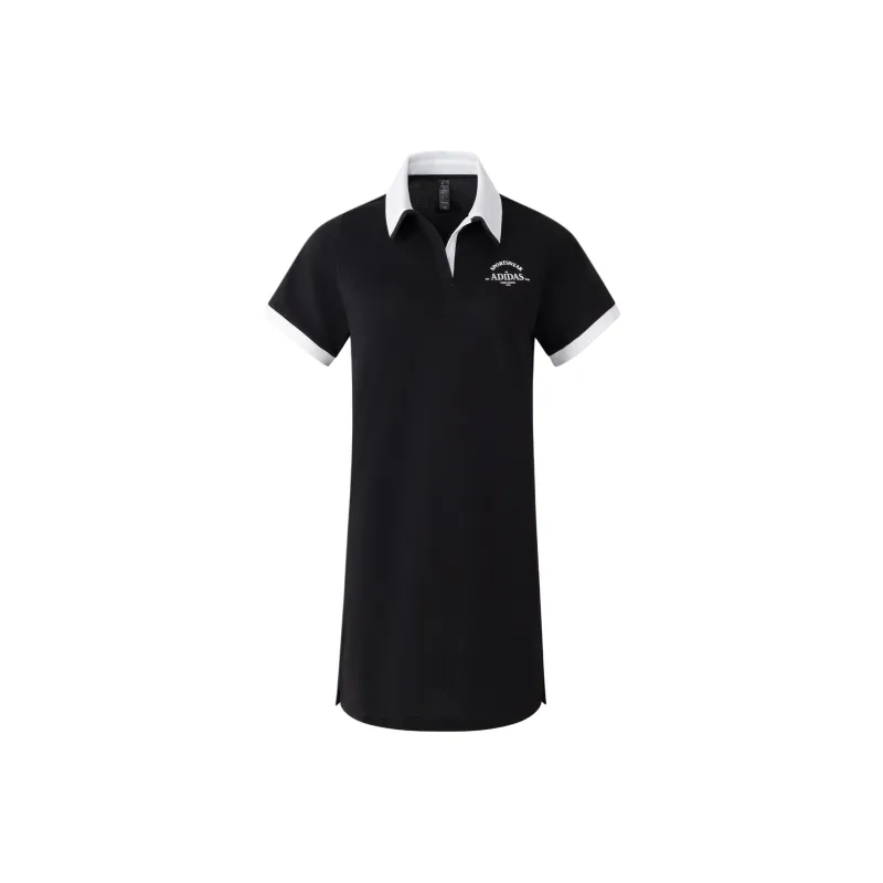 Adidas Verbiage Dress Short Sleeved Dresses Women's Black-0