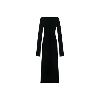 COURREGES Shoulers Rib Knit Long Dress