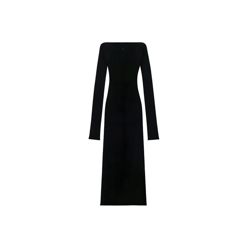 COURREGES Shoulers Rib Knit Long Dress-0