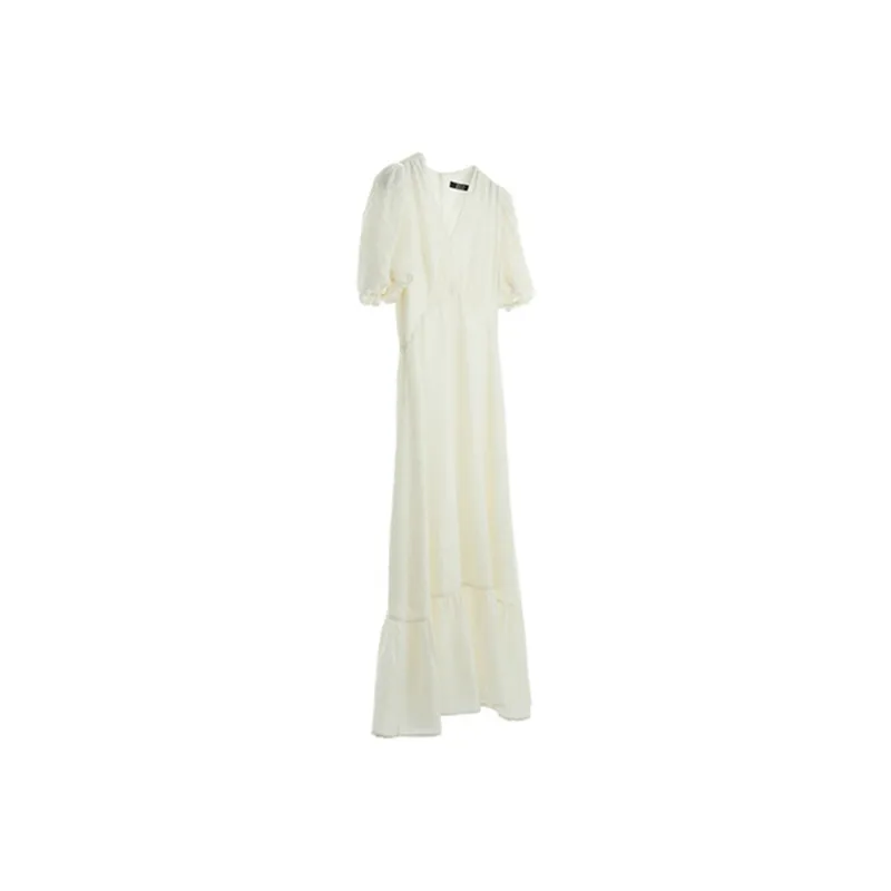 ELLE Short Sleeved Dress Summer Women's Ecru-0