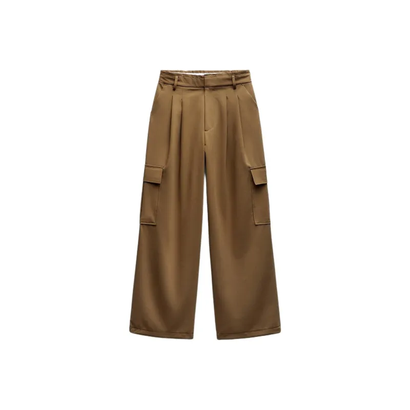 ZARA Cargo Pants Women's Yellow Khaki-0