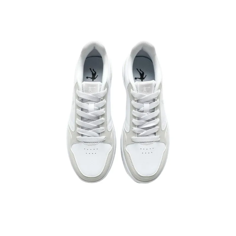 QIAODAN Slip Resistant Cushioning Lightweight Low Top Skateboard Shoes Men's Jordan White Crescent Gray-2