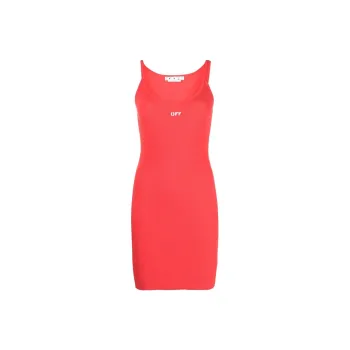 OFF WHITE Logo print Rib knit Dress