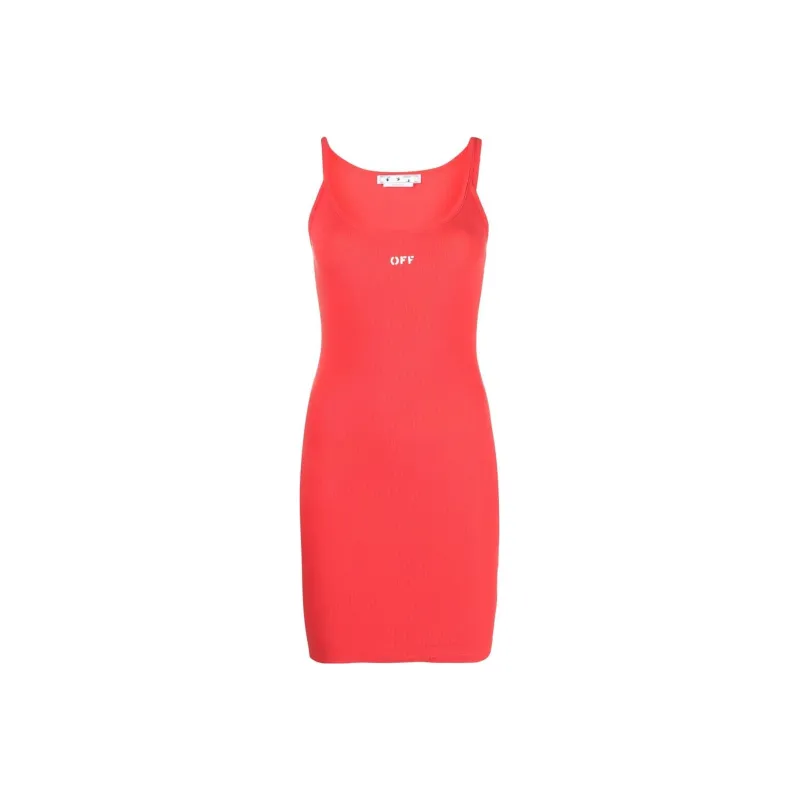 OFF WHITE Logo print Rib knit Dress-0