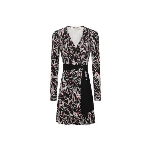 DVF 블랙 여성 긴팔 원피스