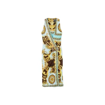 VERSACE Fendace Baroque Midi Dress Gold